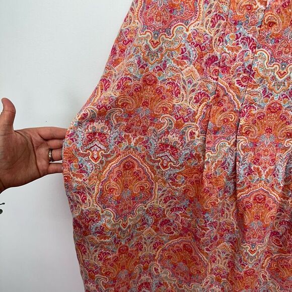 J. Jill Love Linen Women’s All Over Paisley Printed Sleeveless Midi Orange Pink - Picture 8 of 8